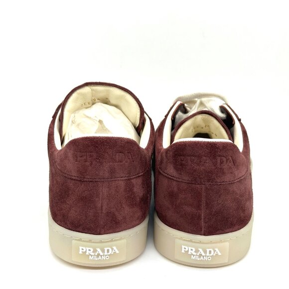 PRADA Mens Lane Triangle Logo T Toe Suede Lace Up Low Top Sneakers Shoes